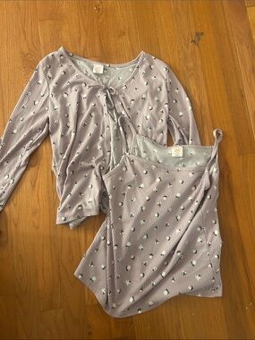 Soft Lavender Floral Ribbed Cardigan+Tank Set